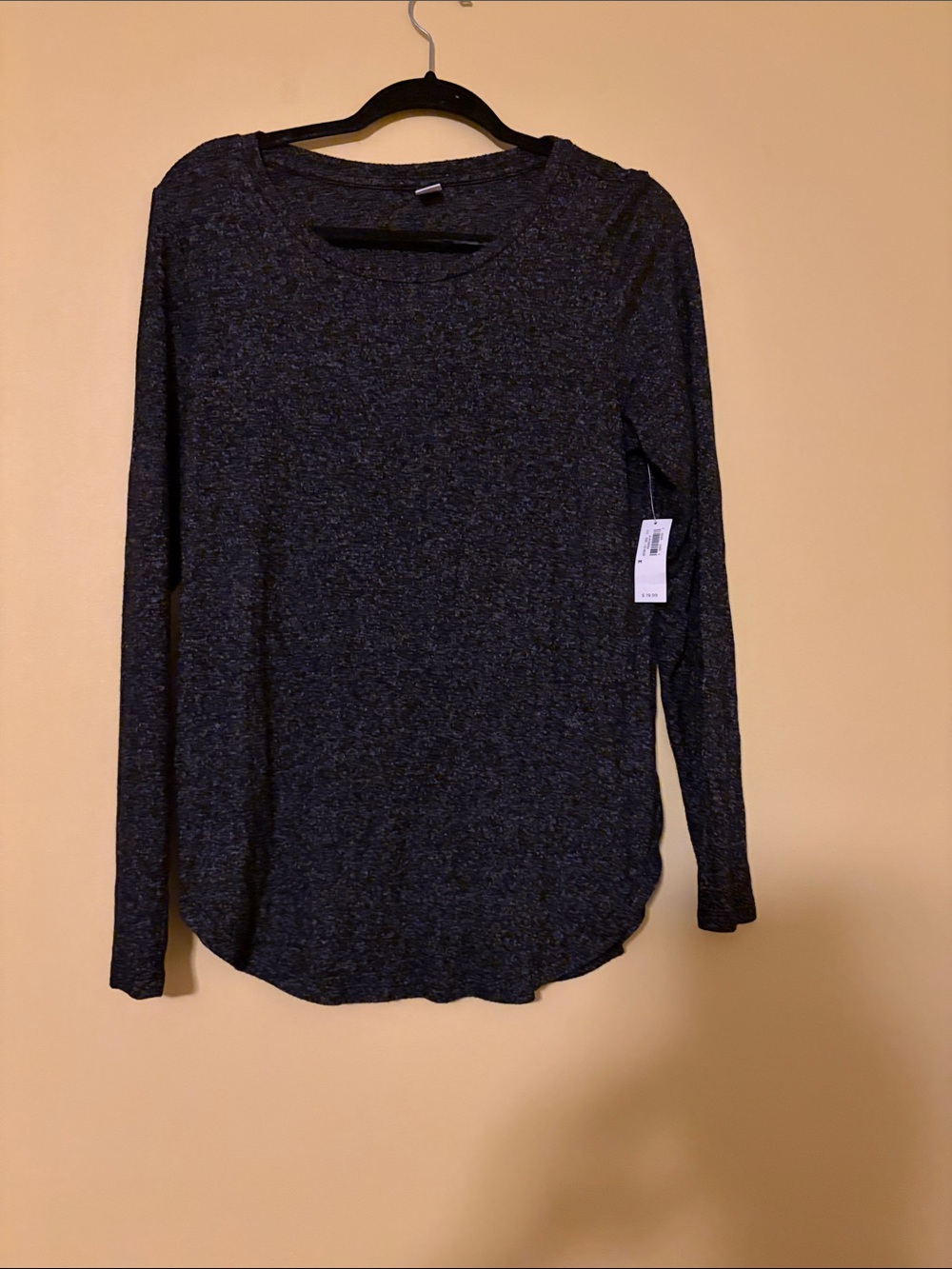 Old Navy Dark Heather Charcoal Long Sleeve Crewneck Top